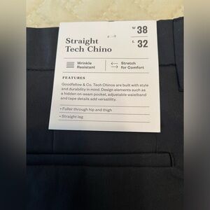 NWT GoodFellow & Co. black straight tech chino men’s dress pants size 38x32